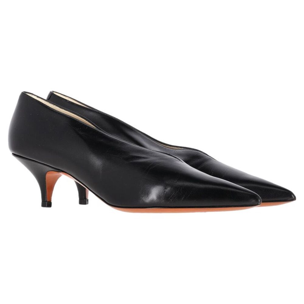Celine V Neck Pointed Toe Pumps in Black Leather - Picture 4 of 6